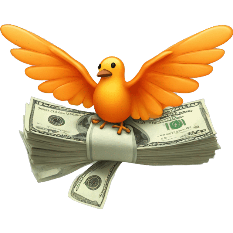 a bundle of money with orange wings emoji