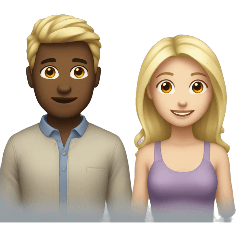 girl with brown hair and guy with blonde hair emoji