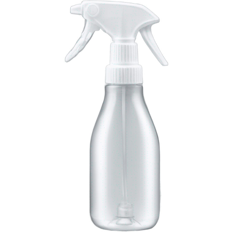 A handheld plastic spray bottle with a transparent container, featuring a very long metal nozzle and a white handle emoji