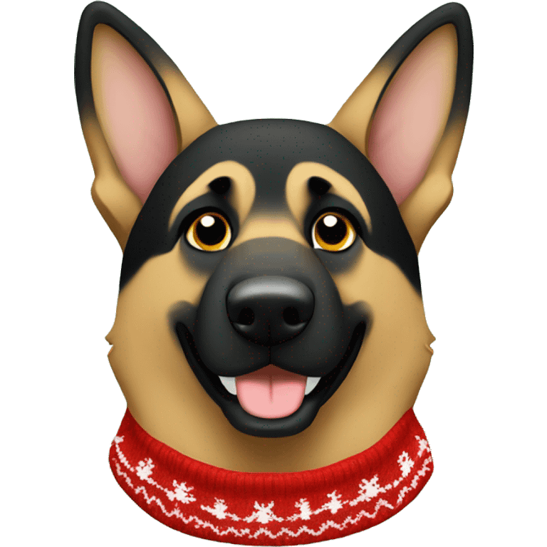 german shepherd in christmas sweater emoji