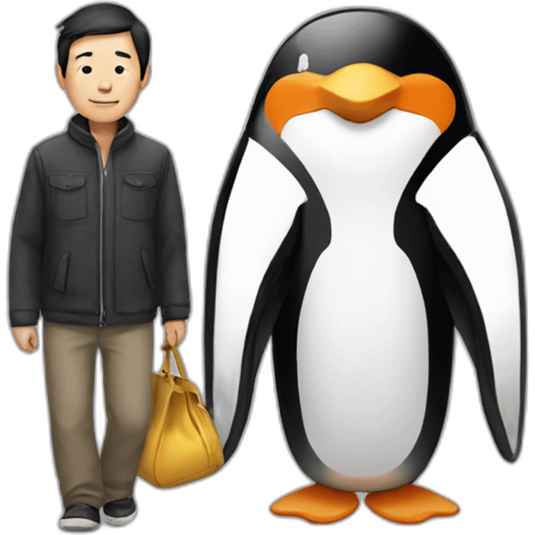 a penguin and an Asian man emoji