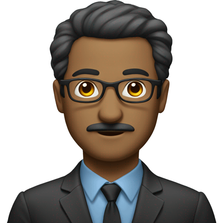 Man with mustache and receding hairline with hair on the sides wearing glasses emoji