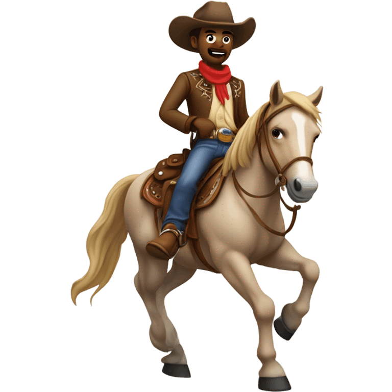 A cowboy riding a horse emoji