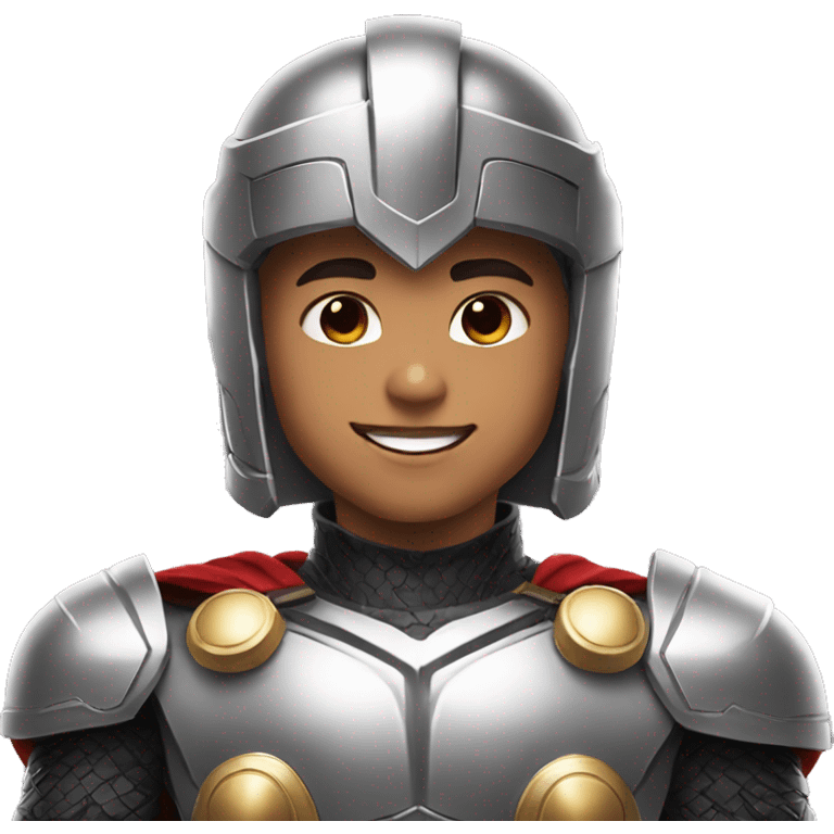 lightskin kid with thor helmet and heart eyes and big smile emoji