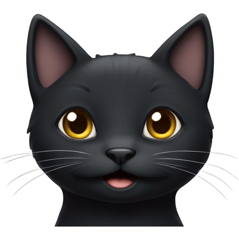 Black cat with white neck with silly face emoji