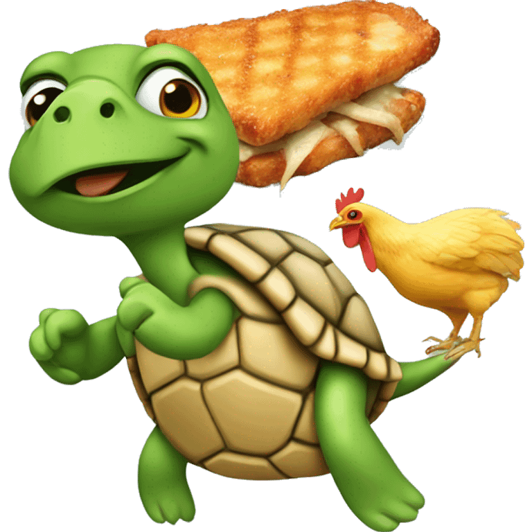 turtle with a chicken strip emoji