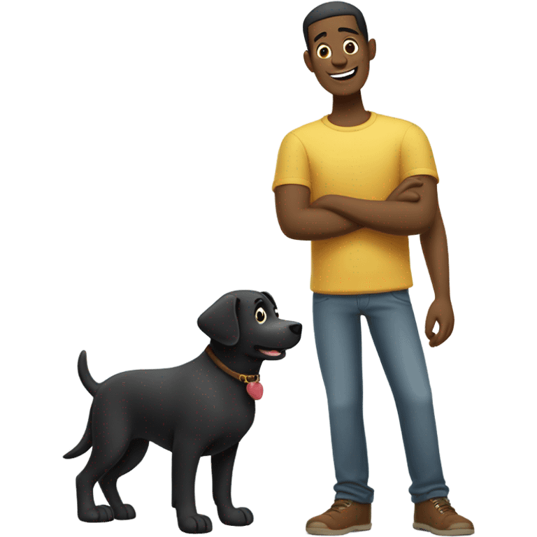 guy cartoon character with a black lab with name Barto emoji