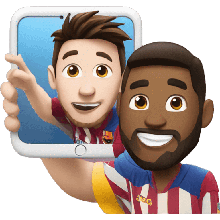 Messi taking a selfie with an iPhone emoji