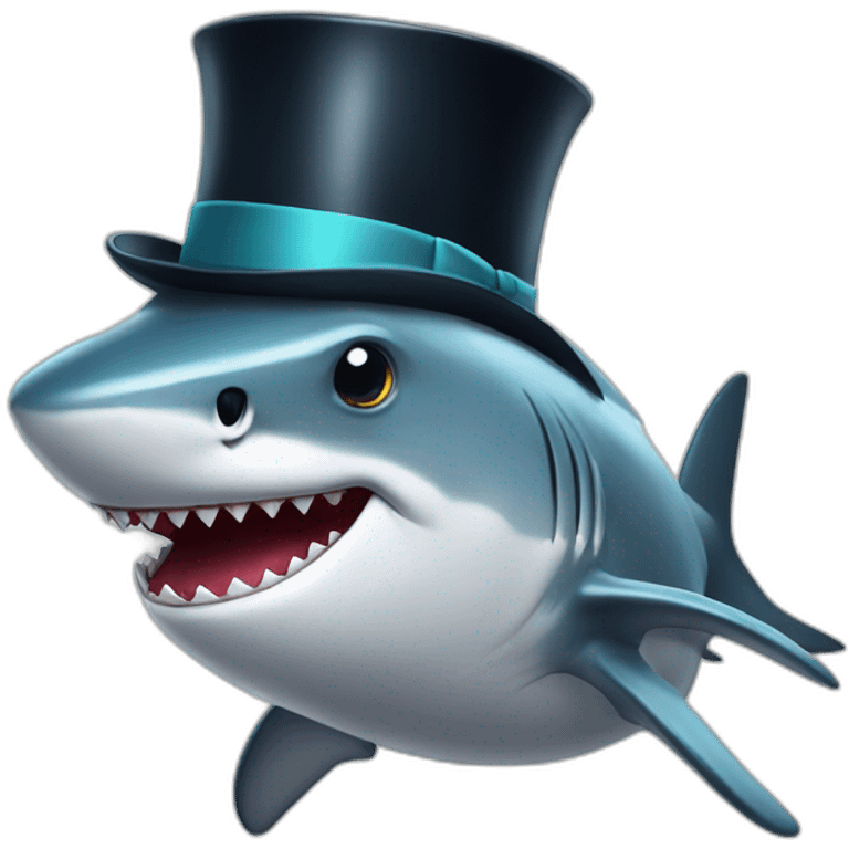 Shark with a top hat emoji