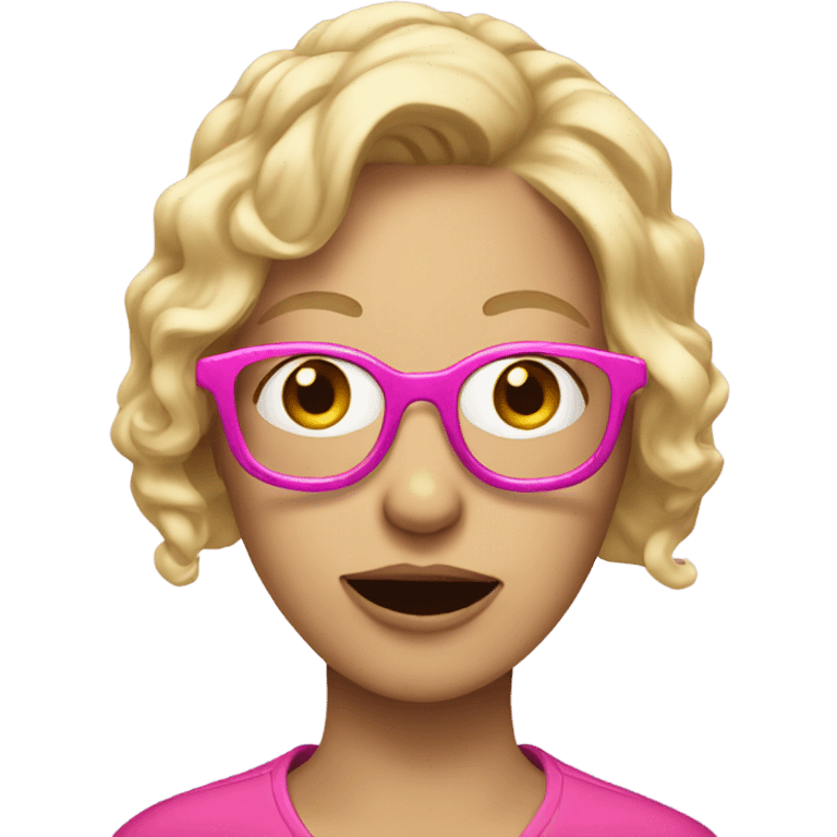 Lady with pink glasses and blonde hair driving crazy emoji