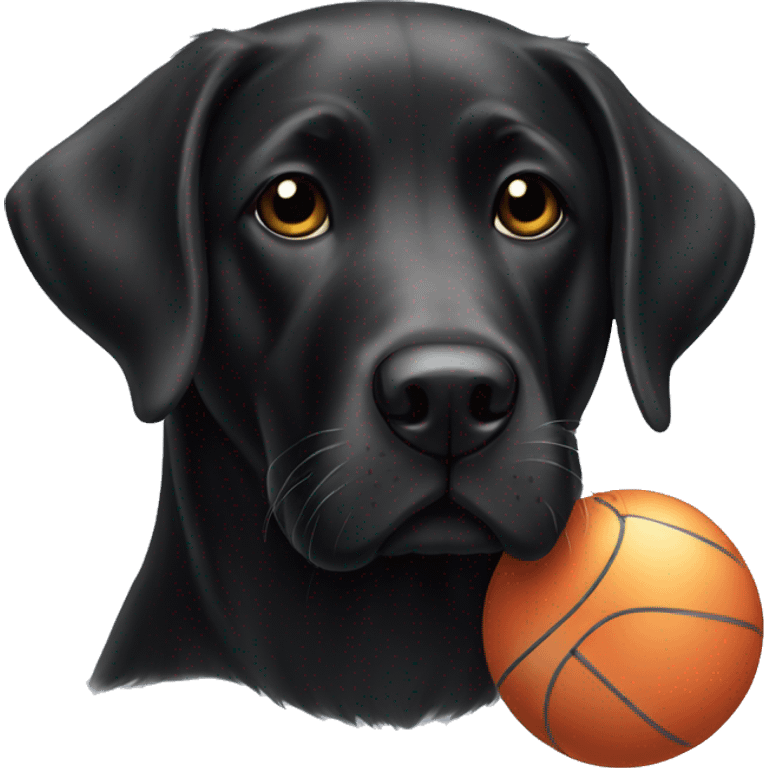 Black lab with a toy ball emoji