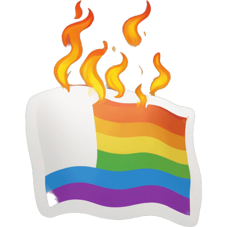 rainbow flag with fire flames emoji