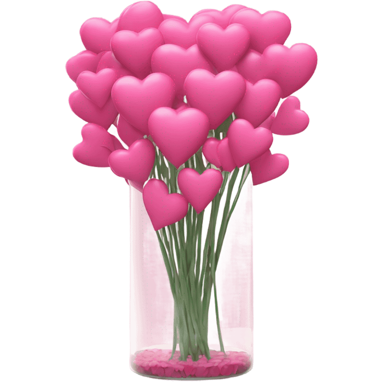 10000000 huge pink hearts on stems in a clear glass vase emoji