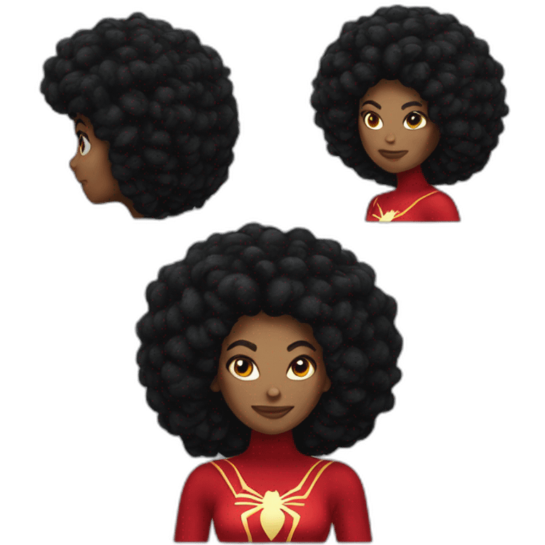 spider-woman, black afro hair emoji