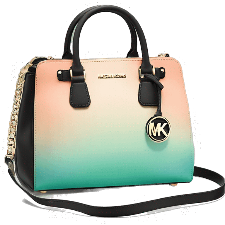 Realistic light green, light blue ,peach color ombre and black michael kors satchel purse. emoji