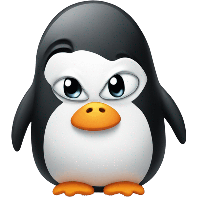 Grumpy cute penguin emoji