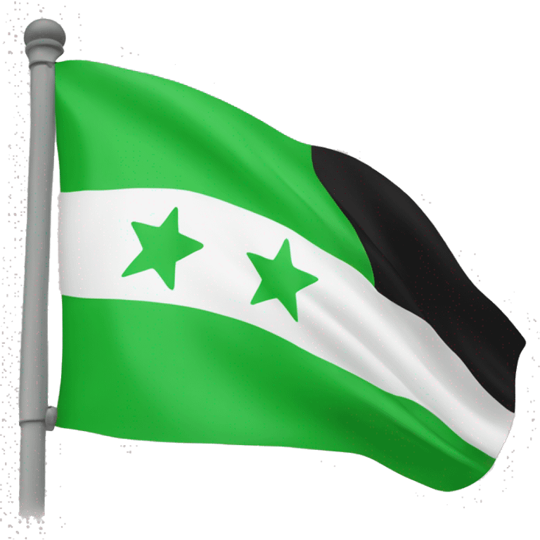 Flag with green on top, middle white color with 3 stars. And black color in the end.  emoji