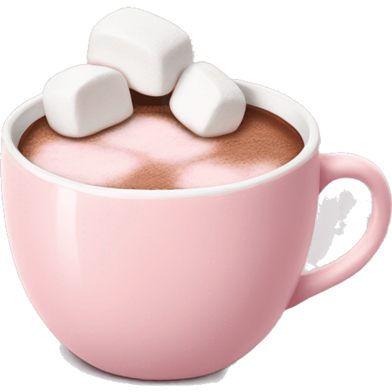 Light Pink mug of hot chocolate with marshmallows  emoji