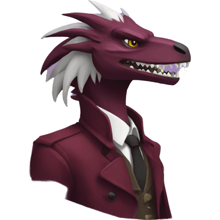 Maroon Edgy Badass Sergal-raptor emoji