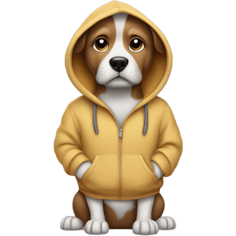 Dog in a hoodie with hands in pocket emoji