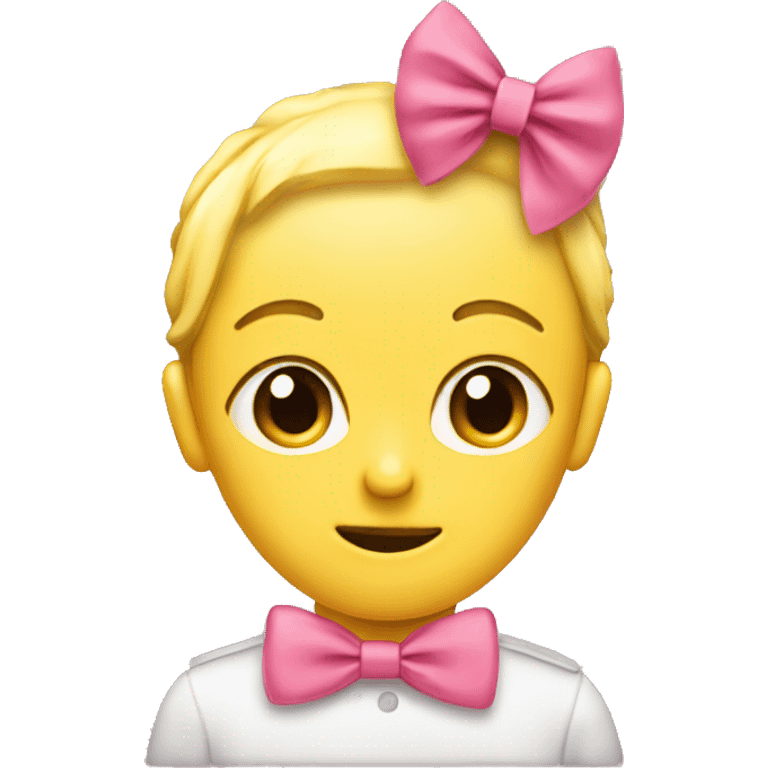 demurely eating girly basic yellow head emoji with pink bow who knows they ate emoji