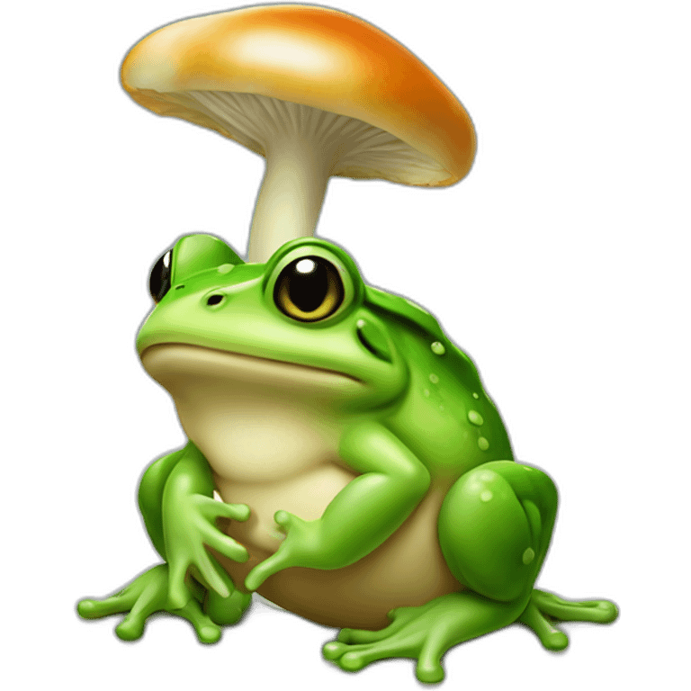 Grenouille avec un champignon sur la tête emoji