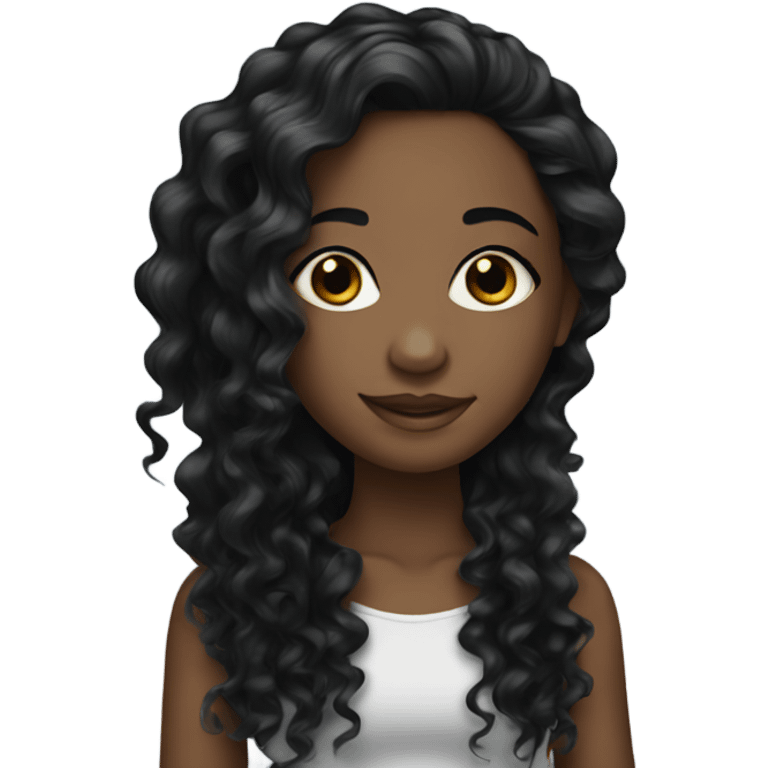 pretty black girl with long curly black hair  emoji