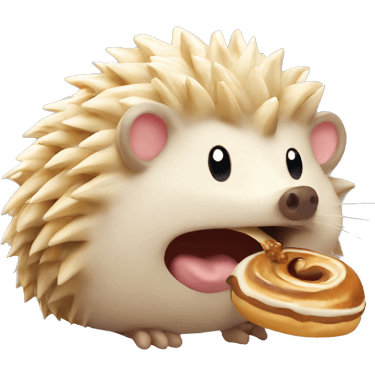 hedgehog eating a cinnamonroll emoji