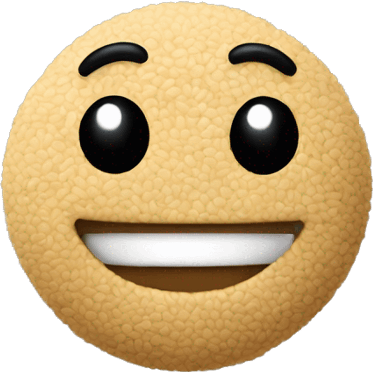 A sesame seed with a smiling face emoji