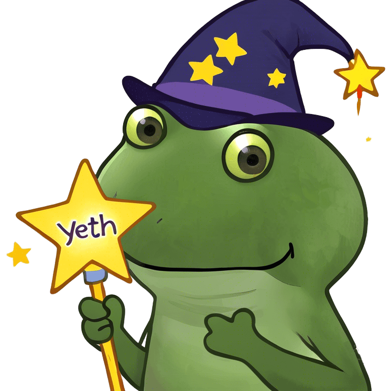 The word “Yeth” in a star shining  emoji