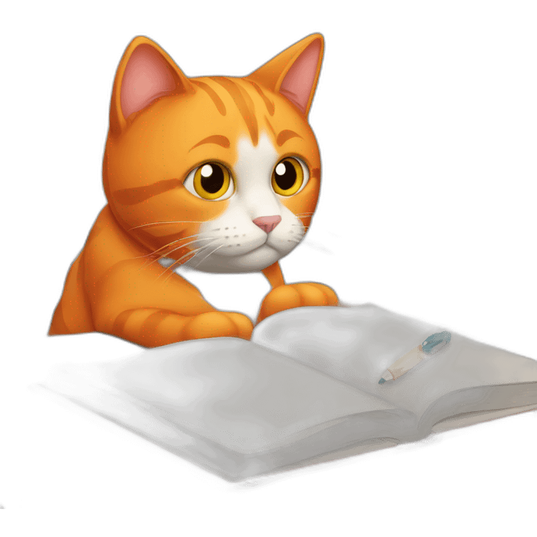 Orange cat who studying at school  emoji