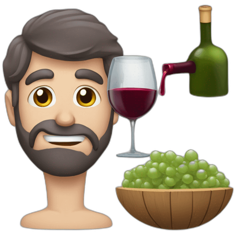 cara de pedra de terno segurando uma taça de vinho emoji