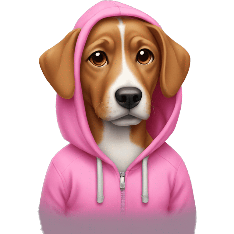 Dog wearing pink hoodie emoji