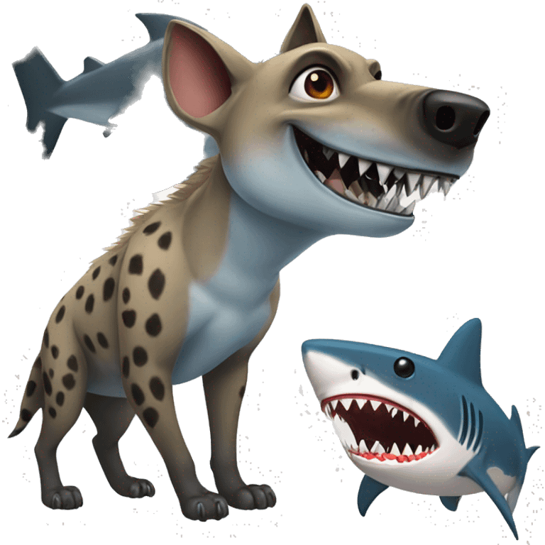 hyena and shark emoji