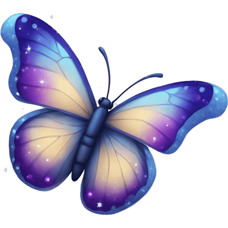 blue and purple butterfly with sparkles  emoji