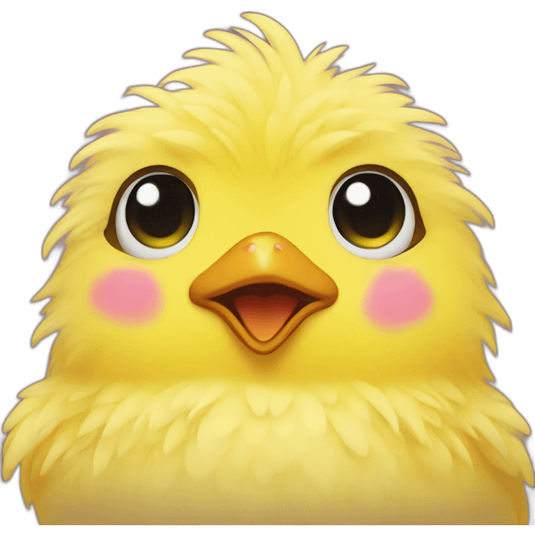 yellow fluffy chick in love with heart-shaped eyes emoji