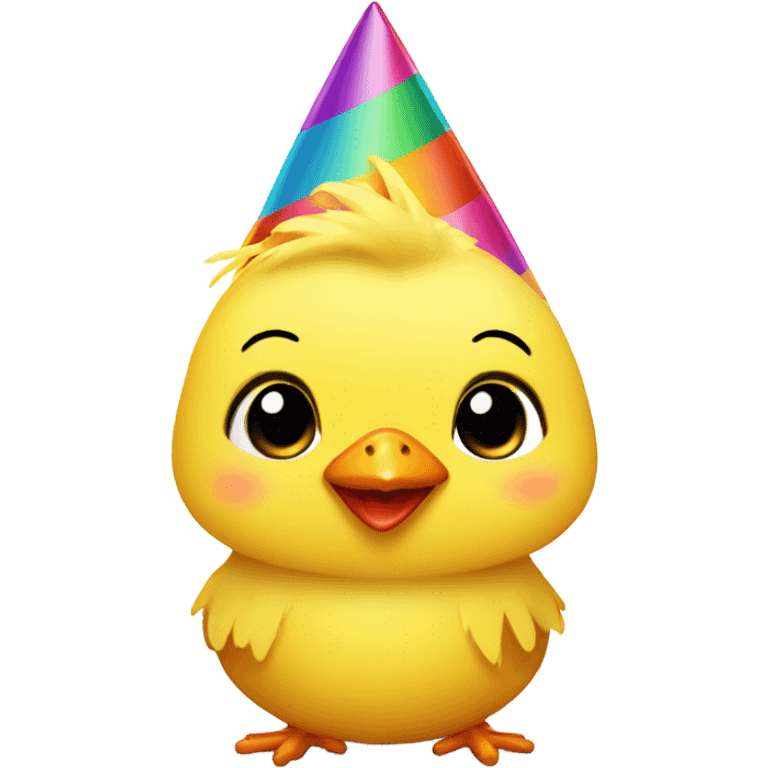 A yellow baby chick with a party hat emoji