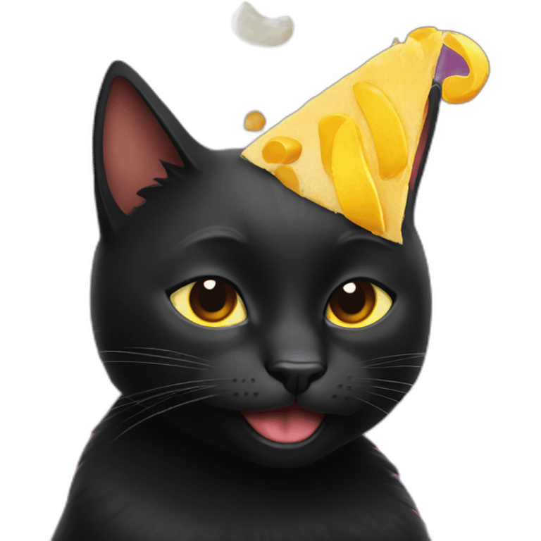 black cat partying hard emoji