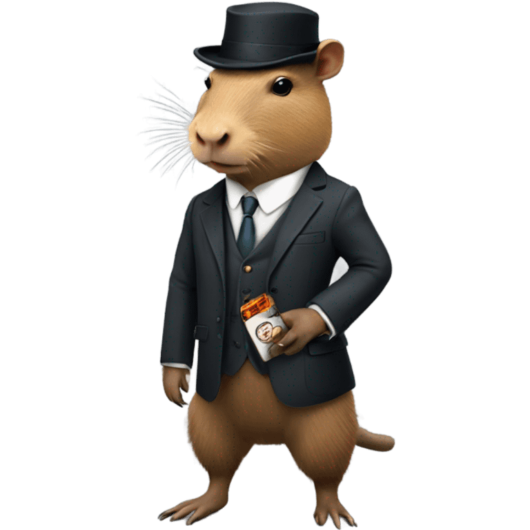 Capybara dressed like peaky blinders and smoking a cigarette  emoji