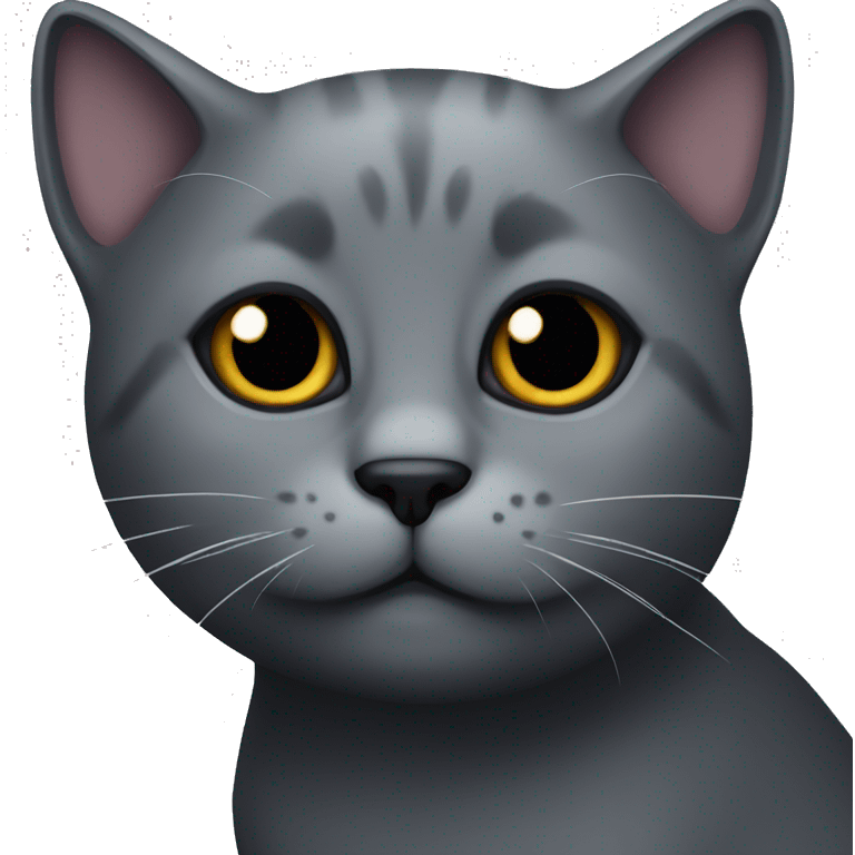 Dark grey cat with black eyes emoji