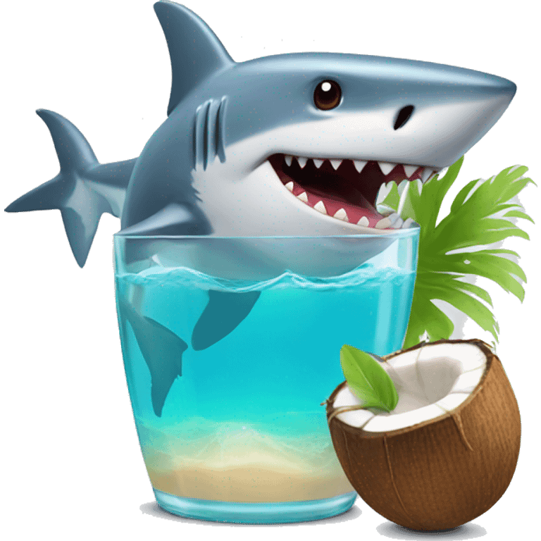 Shark with a coconut drink emoji