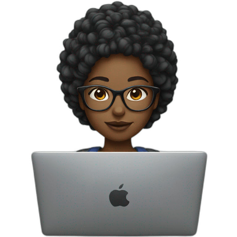 Black girl with a laptop with glasses emoji