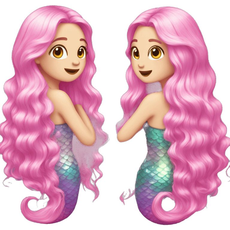 Iridescent mermaid long hair pink emoji