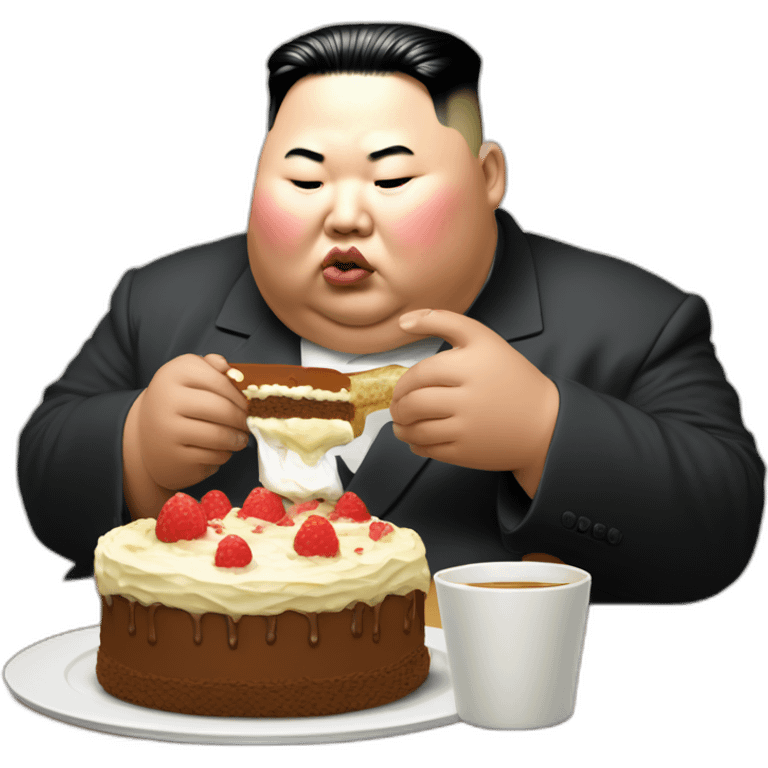 Kim jung un morbidly obese eating cake emoji