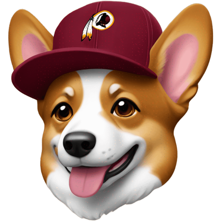 Corgi wearing a Washington redskins hat emoji