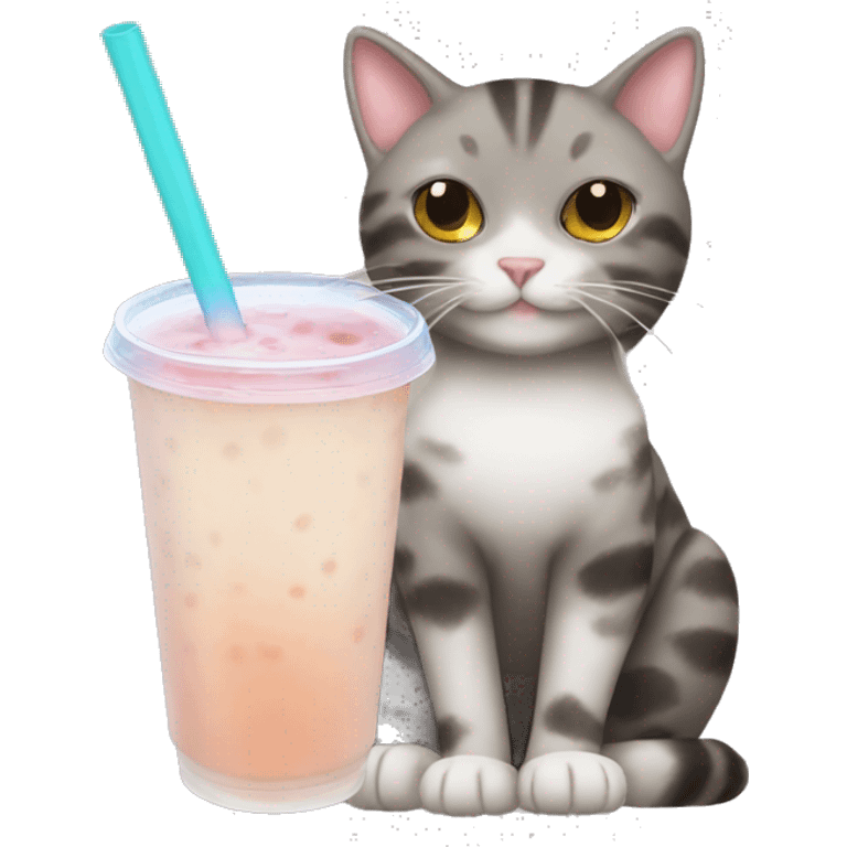 Cat drinking bubble tea emoji