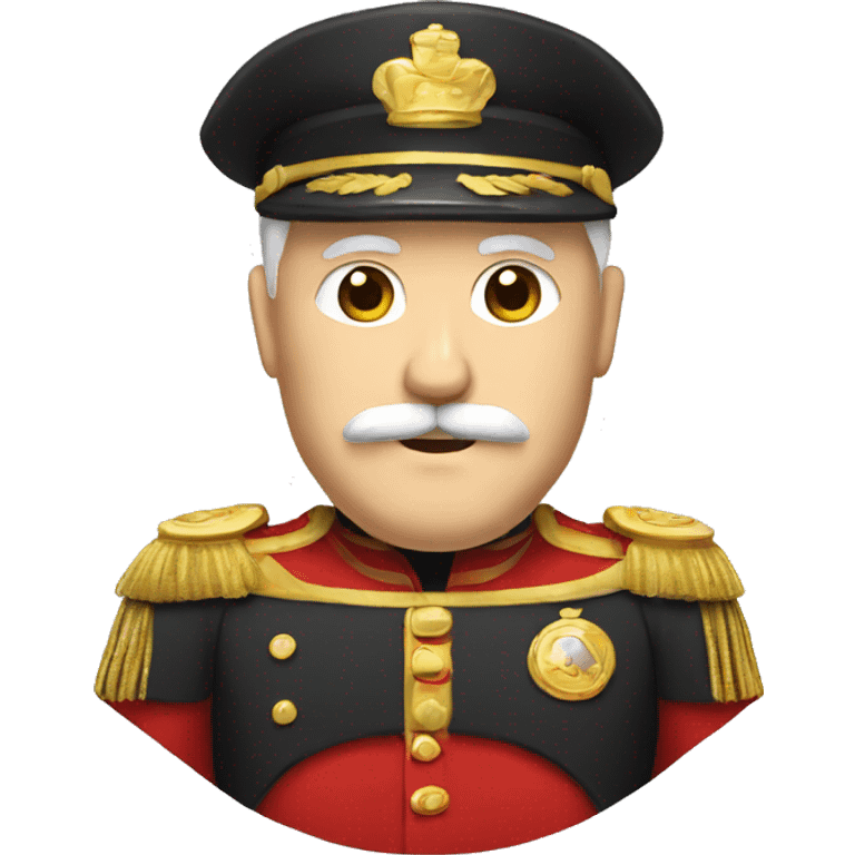 Big white man with blonde mustache and red and gold clothing and cap emoji