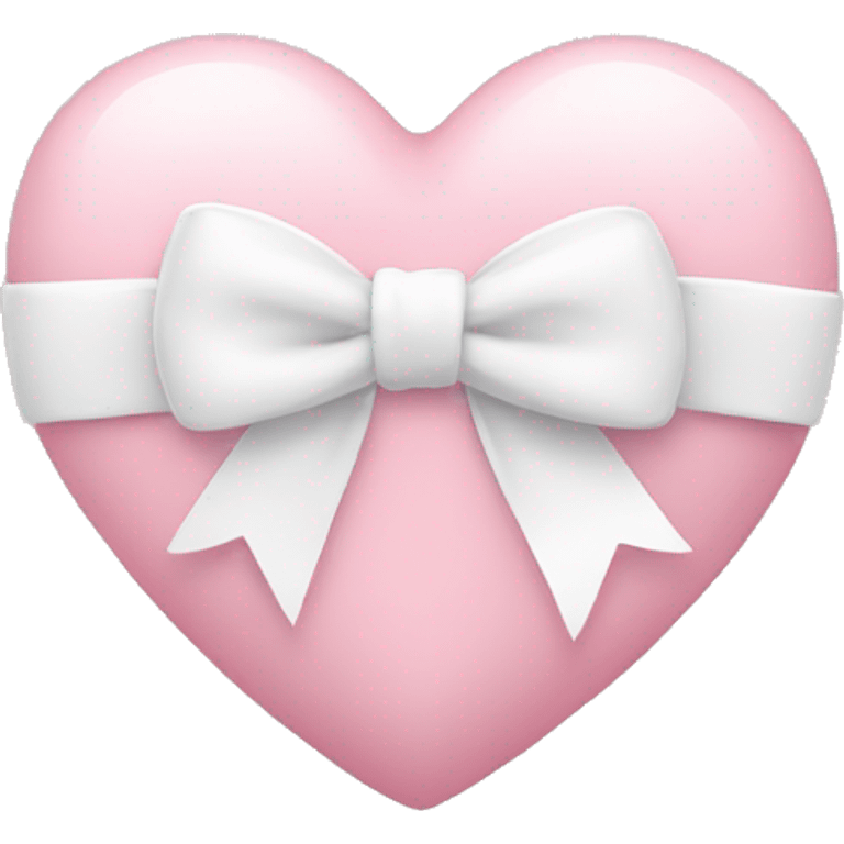 Light pink heart with white bow on it emoji