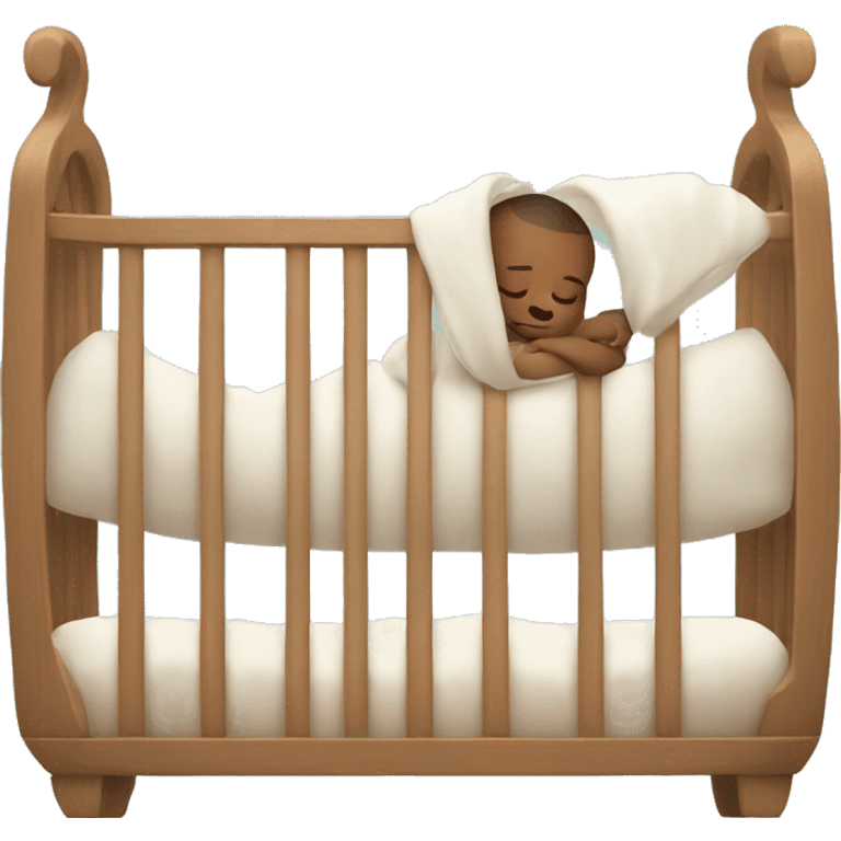 Baby sleeping in a giant crib emoji