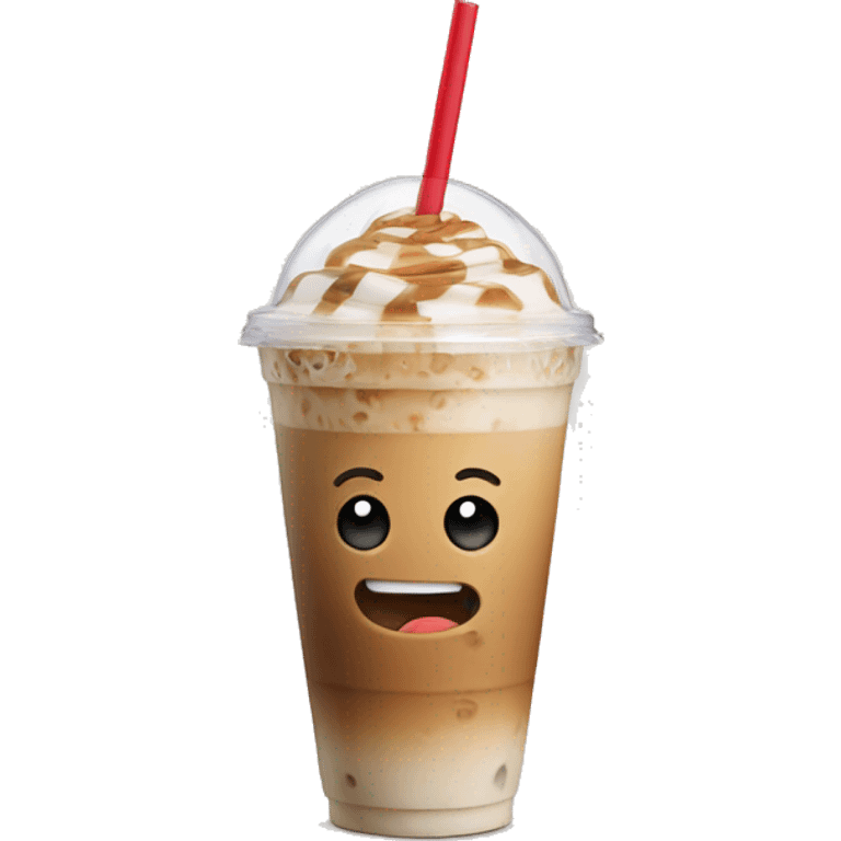 Iced latte in to go cup with straw  emoji